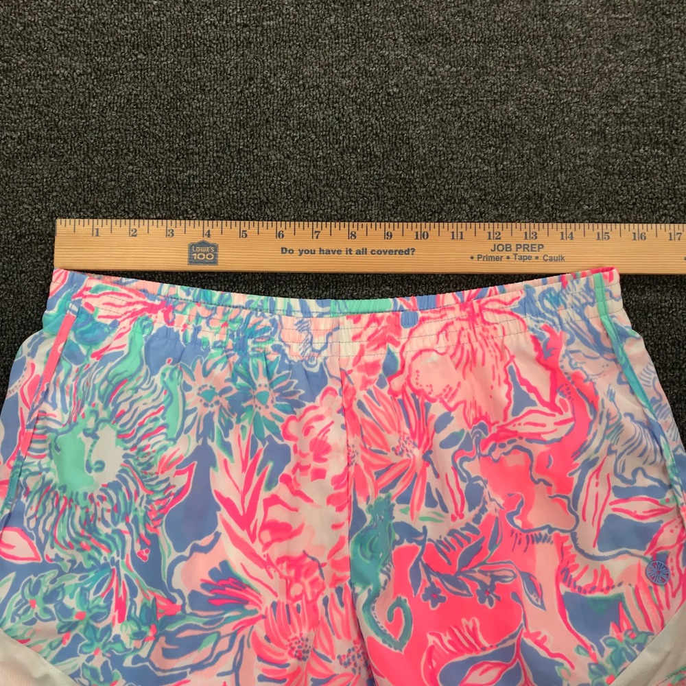 Lilly Pulitzer Luxletic Ocean Trail Shorts Pink Blue Floral Athletic Medium - Picture 5 of 7